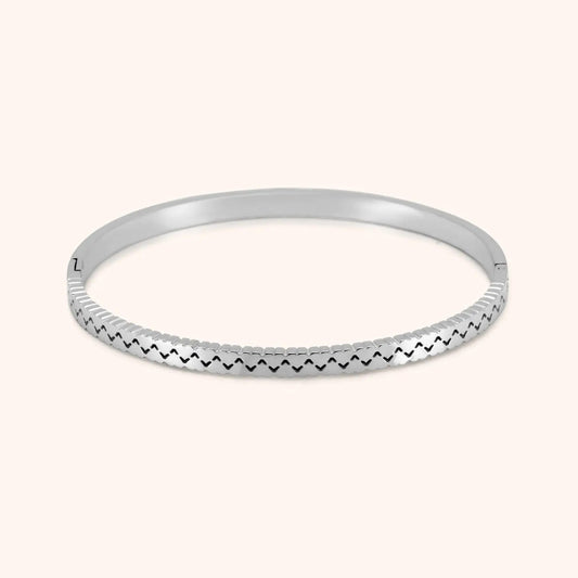 Heartbeat Bangle - Silver