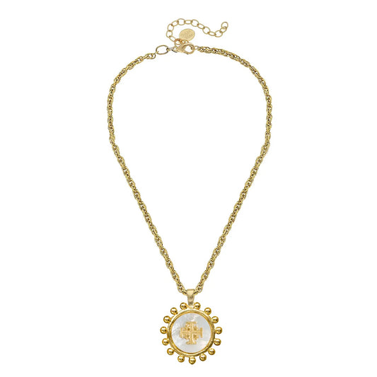 Mother of Pearl Jerusalem Necklace On Gold Chain