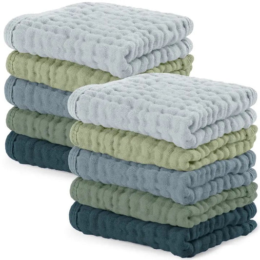 Muslin Washcloths - Blue/Green
