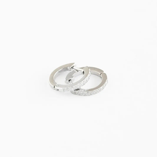 Silver Diamond Hoop Earrings