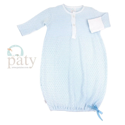 Paty Knit, Placket Gown - Blue