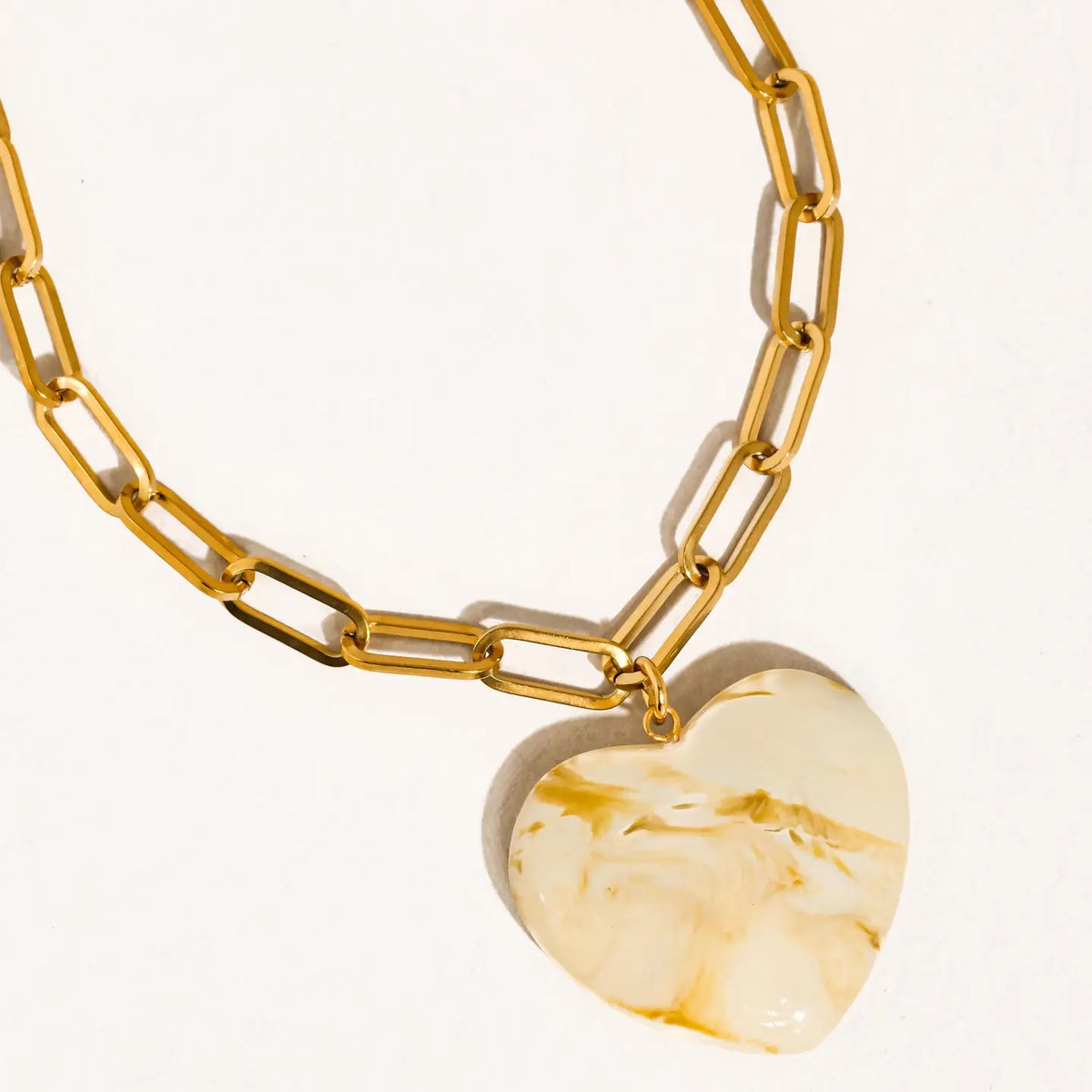 Heart Chain Necklace - White