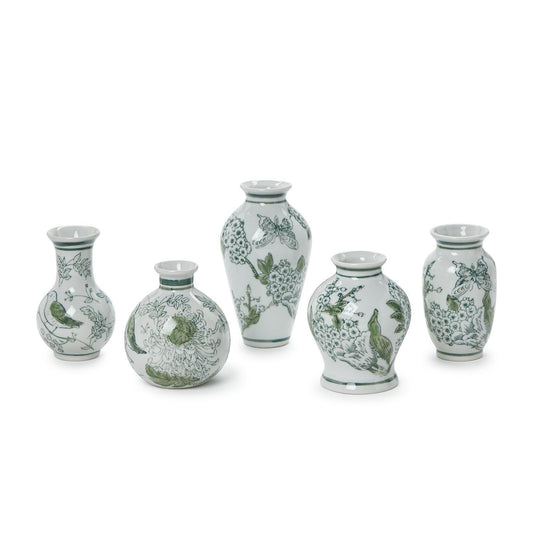 Mini Green and White Chinoiserie Vases