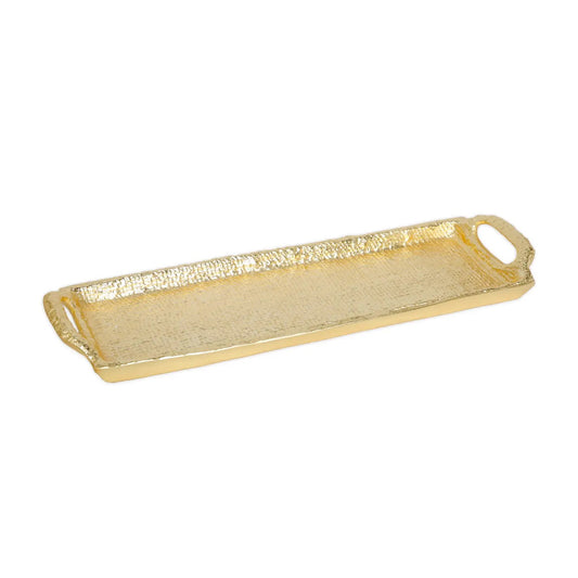 Textured Gold Oblong Tray with Handles