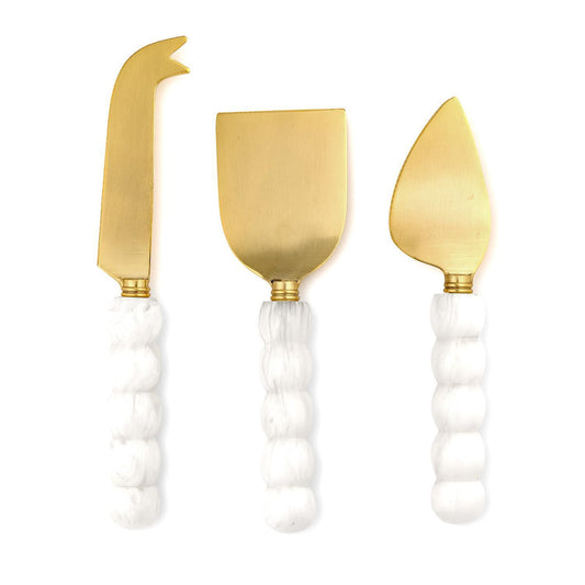 White Beaded Cheese Knives