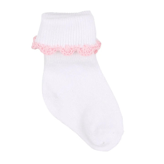 Socks with Pink Crochet Trim