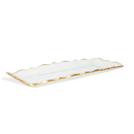 Glass Oblong Tray with Gold Edge