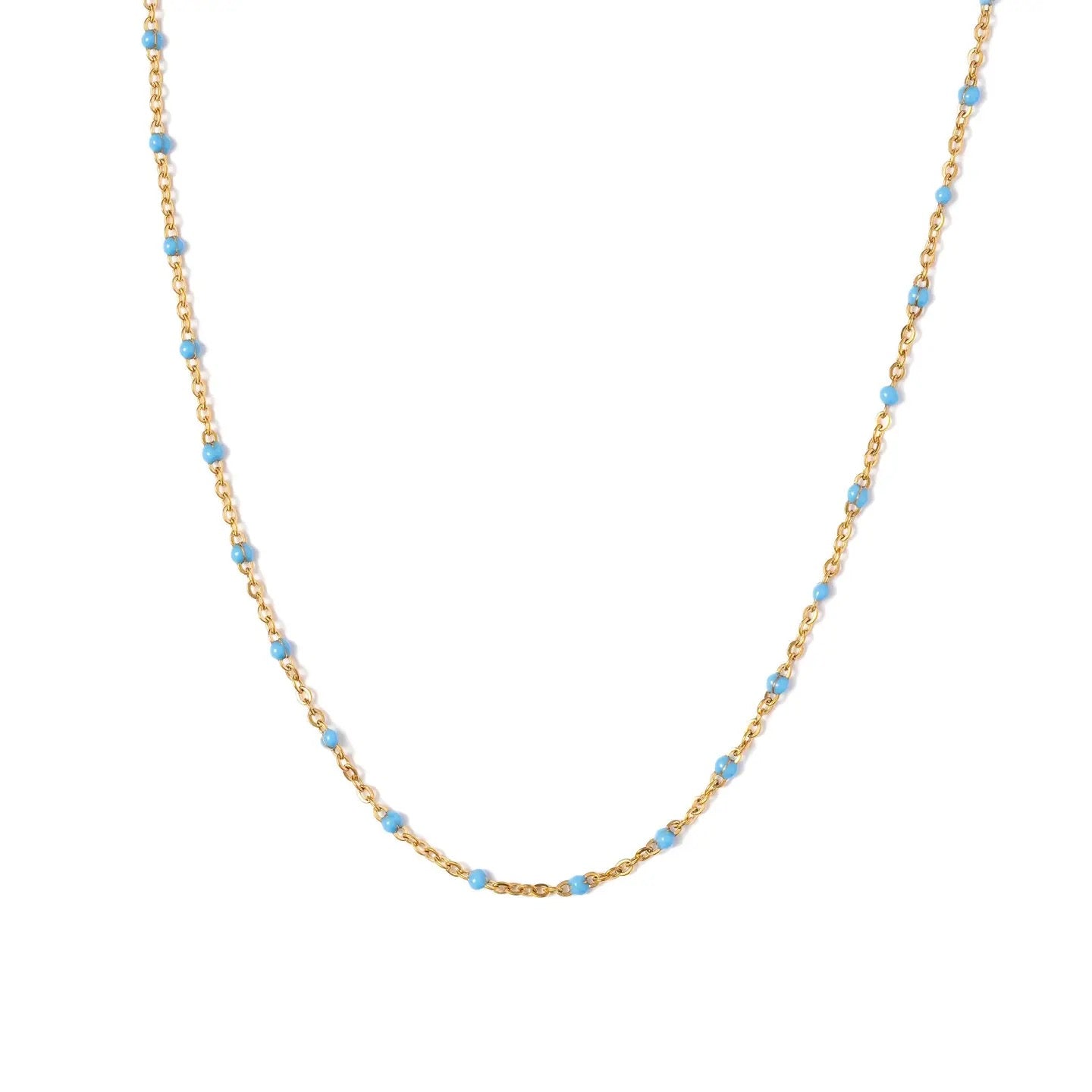 Enamel Bead Necklace - Blue
