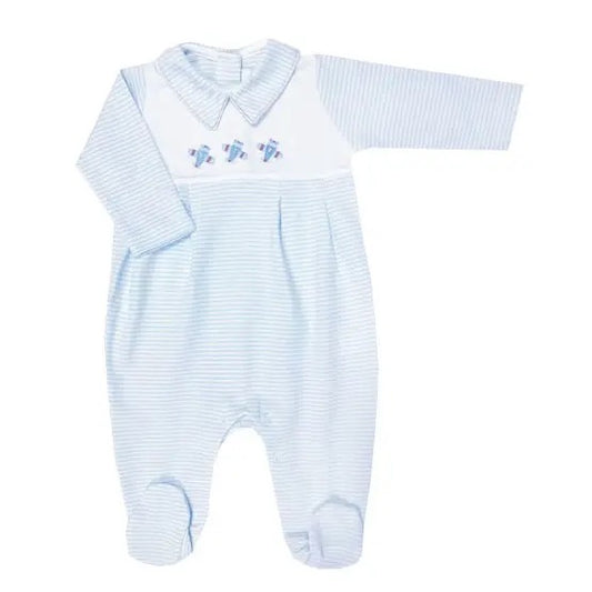 Airplane Striped Pima Cotton Footie