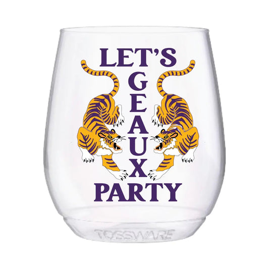 Let'S Geaux Party Tigers Stemless Wine Tossware