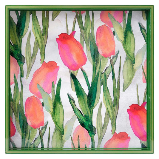 Pink Tulips Tray