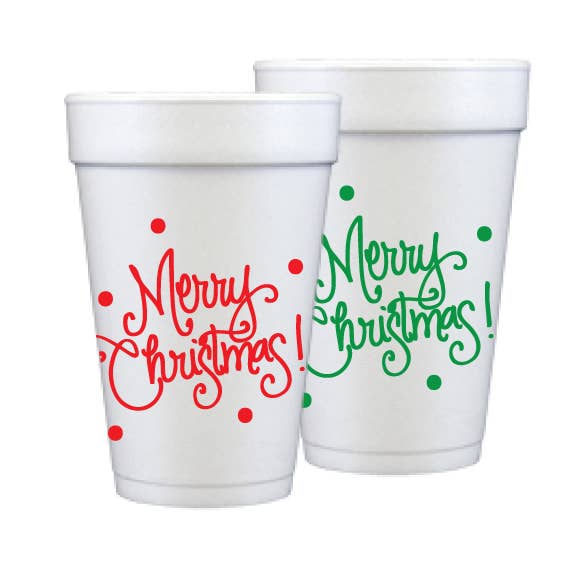 Merry Christmas Styrofoam Cups