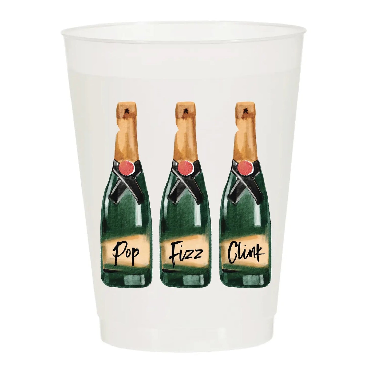 Pop Fizz Clink Watercolor Champagne Reusable Frosted Cups