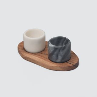 Marble & Acacia Wood Salt & Pepper Container